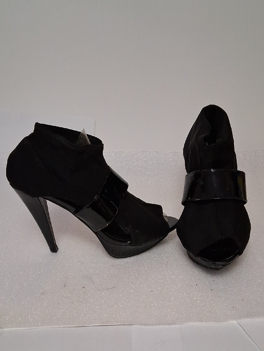 Women’s Black Open-Toe High Heel Booties